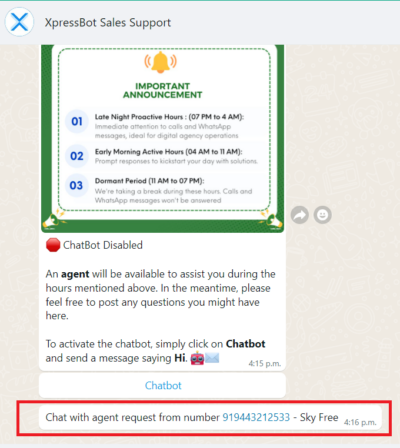 XpressBot - Chat with agent- Addons